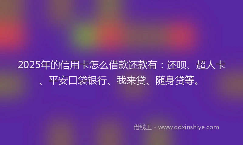 2025年的信用卡怎么借款还款有：还呗、超人卡、平安口袋银行、我来贷、随身贷等。