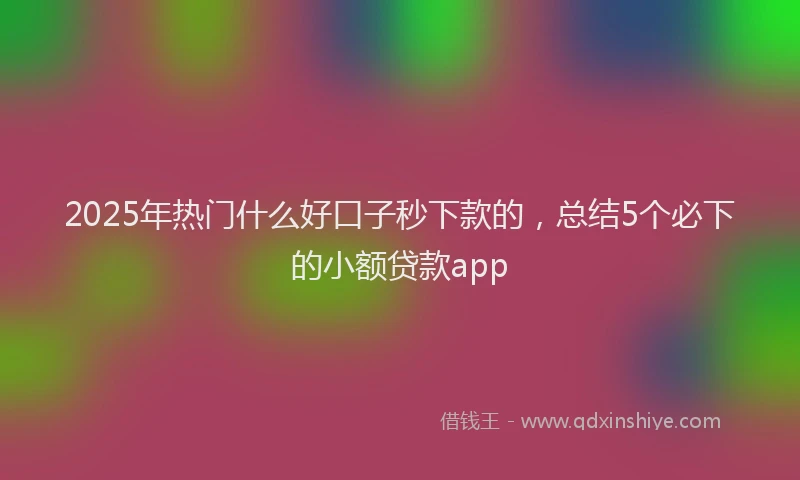 2025年热门什么好口子秒下款的，总结5个必下的小额贷款app