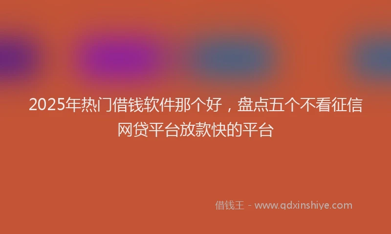 2025年热门借钱软件那个好，盘点五个不看征信网贷平台放款快的平台