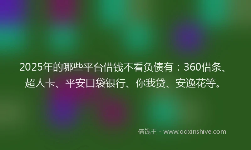 2025年的哪些平台借钱不看负债有：360借条、超人卡、平安口袋银行、你我贷、安逸花等。