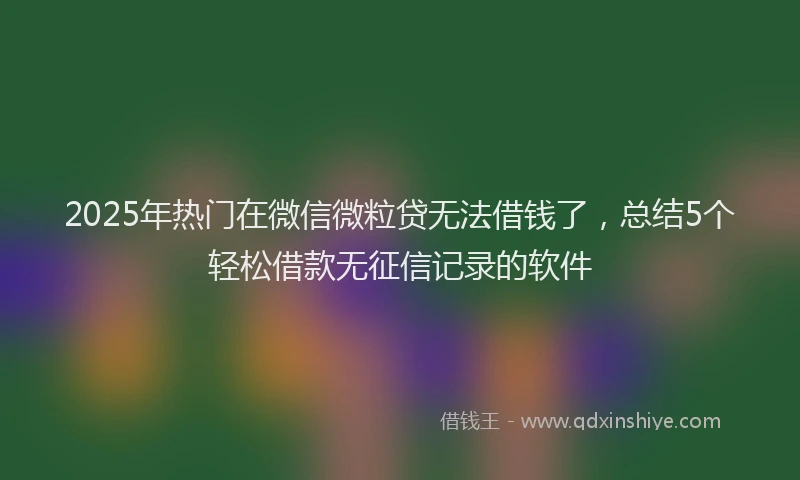 2025年热门在微信微粒贷无法借钱了，总结5个轻松借款无征信记录的软件
