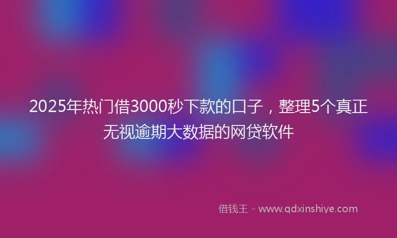 2025年热门借3000秒下款的口子，整理5个真正无视逾期大数据的网贷软件