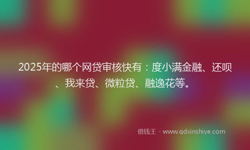 2025年的哪个网贷审核快有：度小满金融、还呗、我来贷、微粒贷、融逸花等。