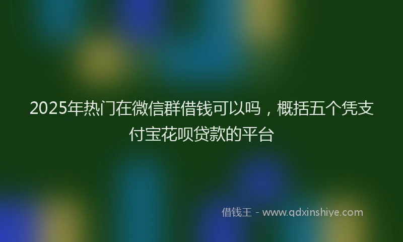 2025年热门在微信群借钱可以吗，概括五个凭支付宝花呗贷款的平台