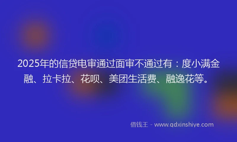 2025年的信贷电审通过面审不通过有：度小满金融、拉卡拉、花呗、美团生活费、融逸花等。