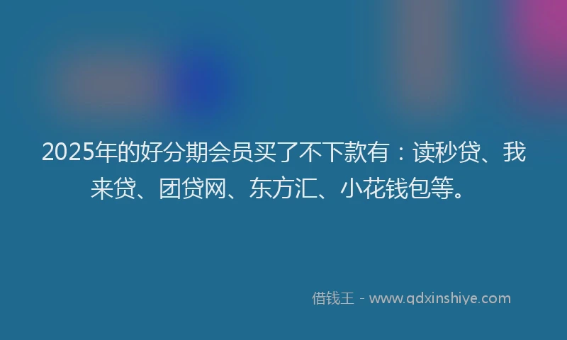 2025年的好分期会员买了不下款有：读秒贷、我来贷、团贷网、东方汇、小花钱包等。