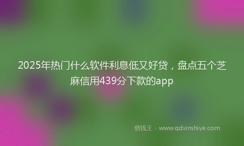 2025年热门什么软件利息低又好贷，盘点五个芝麻信用439分下款的app