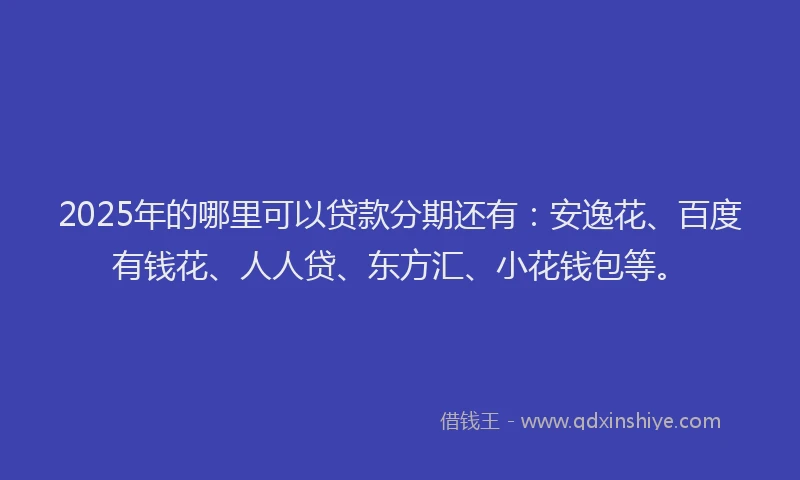 2025年的哪里可以贷款分期还有：安逸花、百度有钱花、人人贷、东方汇、小花钱包等。