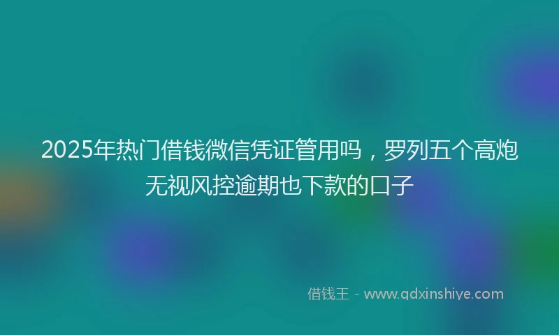 2025年热门借钱微信凭证管用吗，罗列五个高炮无视风控逾期也下款的口子
