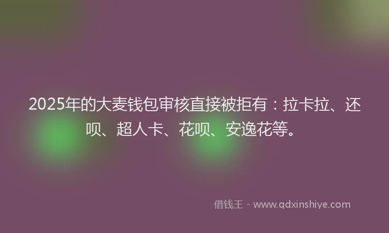 2025年的大麦钱包审核直接被拒有：拉卡拉、还呗、超人卡、花呗、安逸花等。
