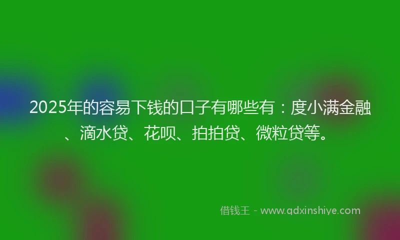 2025年的容易下钱的口子有哪些有：度小满金融、滴水贷、花呗、拍拍贷、微粒贷等。