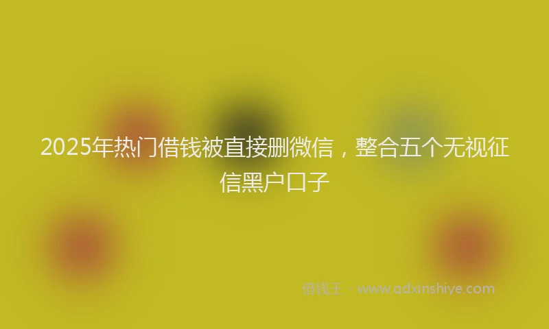 2025年热门借钱被直接删微信，整合五个无视征信黑户口子