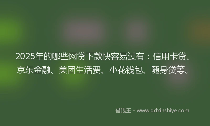 2025年的哪些网贷下款快容易过有：信用卡贷、京东金融、美团生活费、小花钱包、随身贷等。
