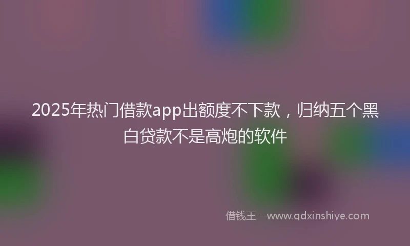 2025年热门借款app出额度不下款，归纳五个黑白贷款不是高炮的软件