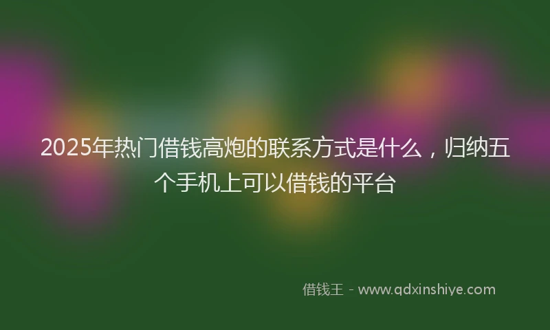 2025年热门借钱高炮的联系方式是什么，归纳五个手机上可以借钱的平台