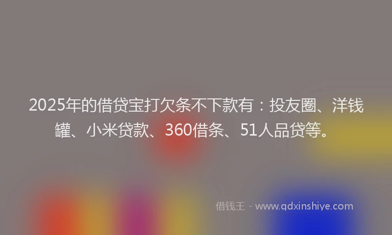 2025年的借贷宝打欠条不下款有：投友圈、洋钱罐、小米贷款、360借条、51人品贷等。