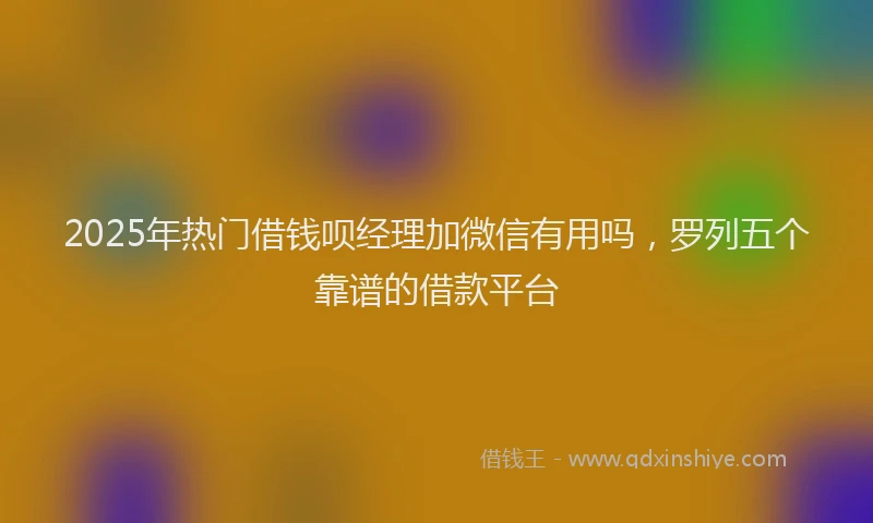 2025年热门借钱呗经理加微信有用吗，罗列五个靠谱的借款平台