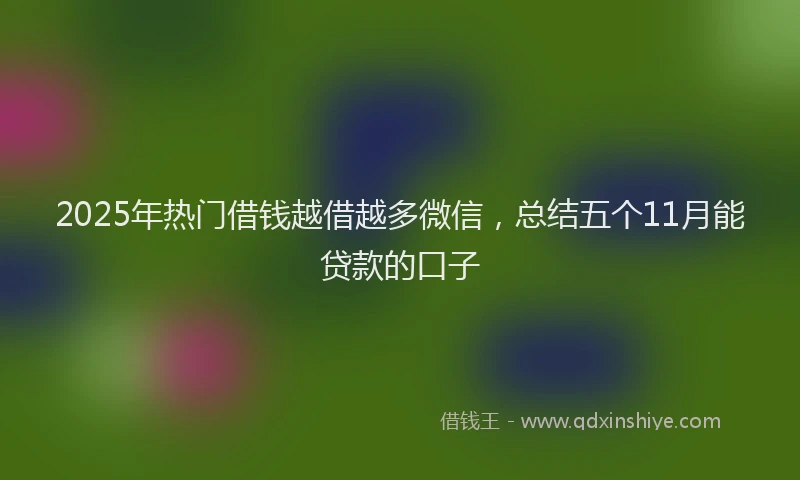 2025年热门借钱越借越多微信，总结五个11月能贷款的口子