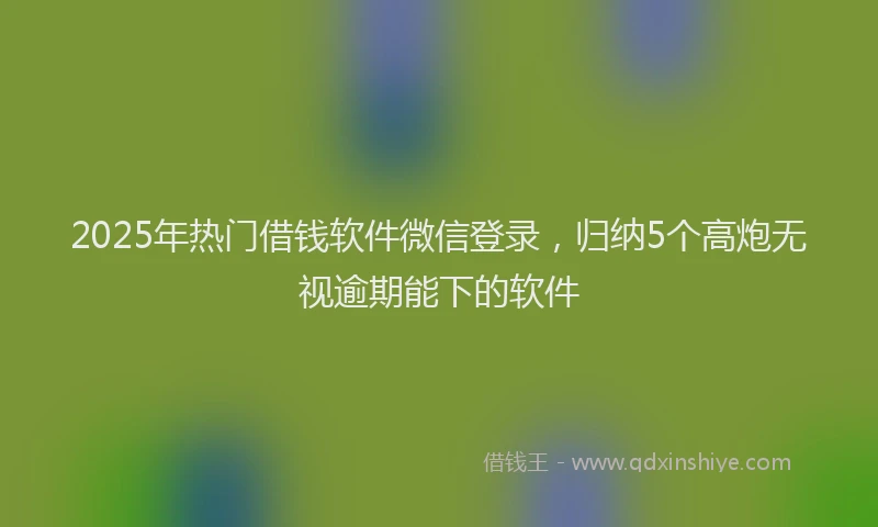 2025年热门借钱软件微信登录，归纳5个高炮无视逾期能下的软件