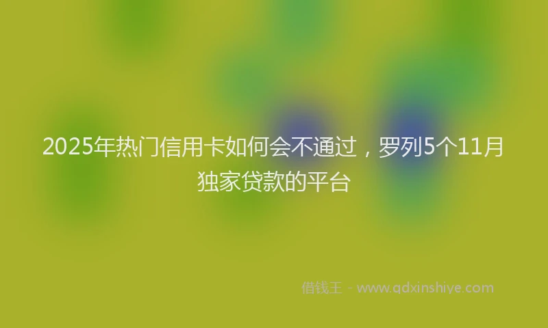 2025年热门信用卡如何会不通过，罗列5个11月独家贷款的平台