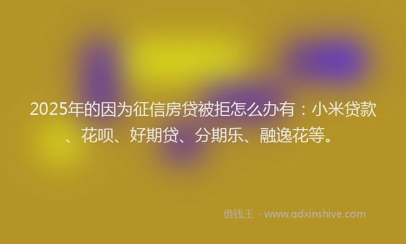 2025年的因为征信房贷被拒怎么办有：小米贷款、花呗、好期贷、分期乐、融逸花等。