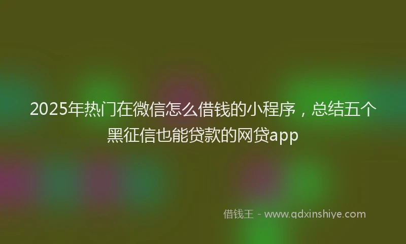 2025年热门在微信怎么借钱的小程序，总结五个黑征信也能贷款的网贷app