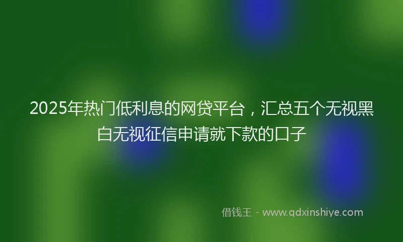 2025年热门低利息的网贷平台，汇总五个无视黑白无视征信申请就下款的口子