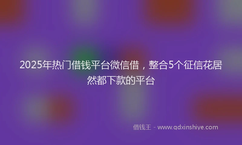 2025年热门借钱平台微信借，整合5个征信花居然都下款的平台