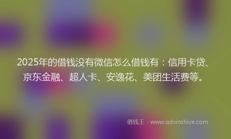 2025年的借钱没有微信怎么借钱有：信用卡贷、京东金融、超人卡、安逸花、美团生活费等。