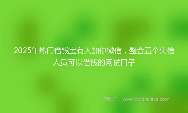 2025年热门借钱宝有人加你微信，整合五个失信人员可以借钱的网贷口子