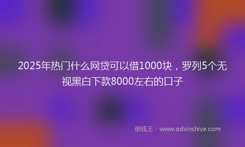 2025年热门什么网贷可以借1000块，罗列5个无视黑白下款8000左右的口子