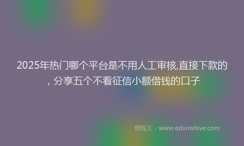 2025年热门哪个平台是不用人工审核,直接下款的，分享五个不看征信小额借钱的口子