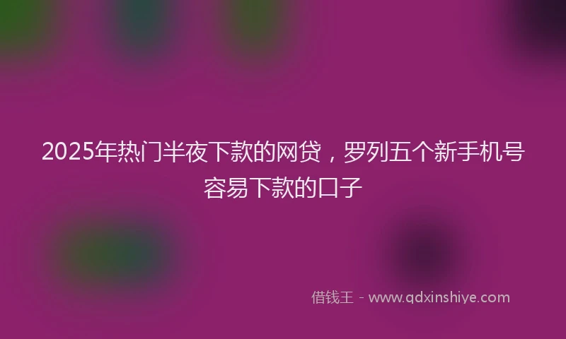 2025年热门半夜下款的网贷，罗列五个新手机号容易下款的口子