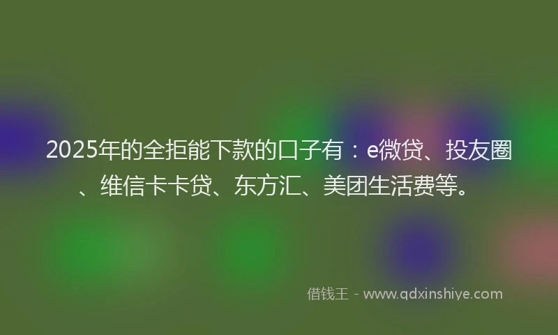 2025年的全拒能下款的口子有：e微贷、投友圈、维信卡卡贷、东方汇、美团生活费等。