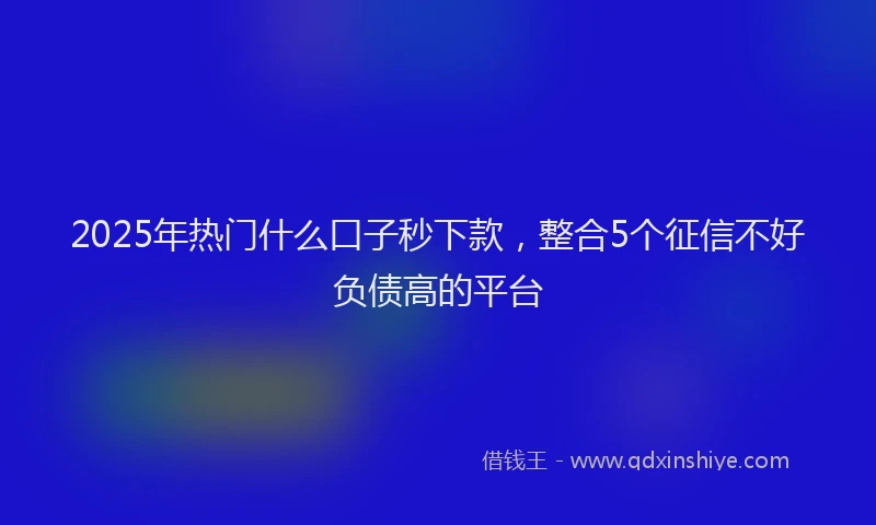 2025年热门什么口子秒下款，整合5个征信不好负债高的平台