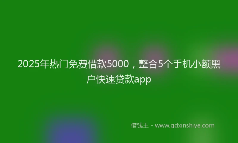 2025年热门免费借款5000,整合5个手机小额黑户快速贷款app
