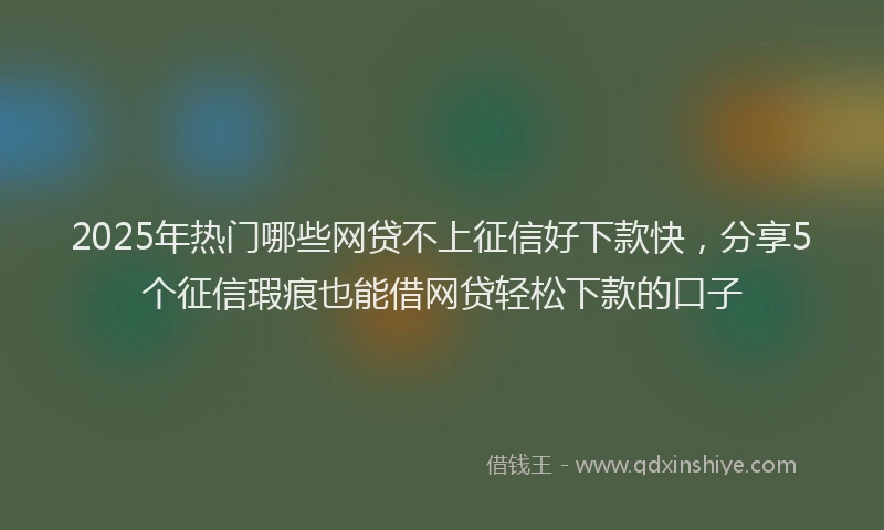2025年热门哪些网贷不上征信好下款快，分享5个征信瑕疵也能借网贷轻松下款的口子
