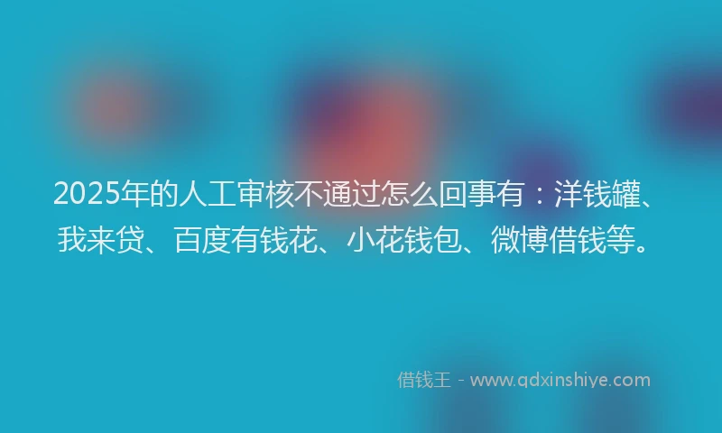2025年的人工审核不通过怎么回事有：洋钱罐、我来贷、百度有钱花、小花钱包、微博借钱等。