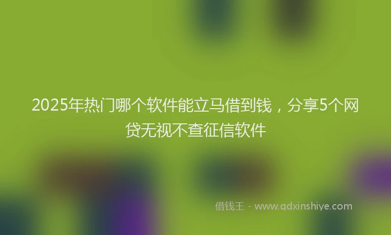 2025年热门哪个软件能立马借到钱，分享5个网贷无视不查征信软件