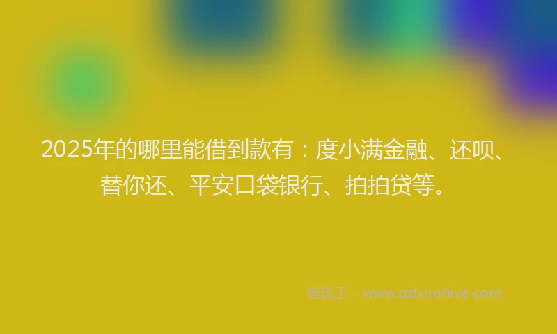 2025年的哪里能借到款有：度小满金融、还呗、替你还、平安口袋银行、拍拍贷等。