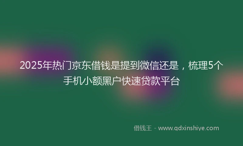 2025年热门京东借钱是提到微信还是，梳理5个手机小额黑户快速贷款平台