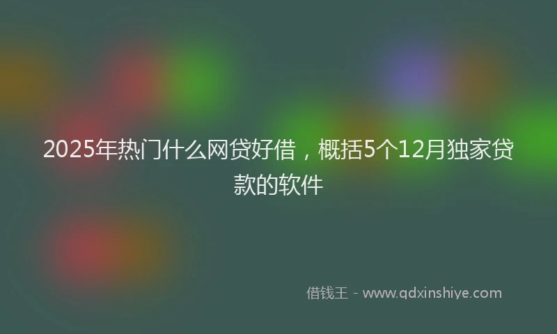 2025年热门什么网贷好借，概括5个12月独家贷款的软件