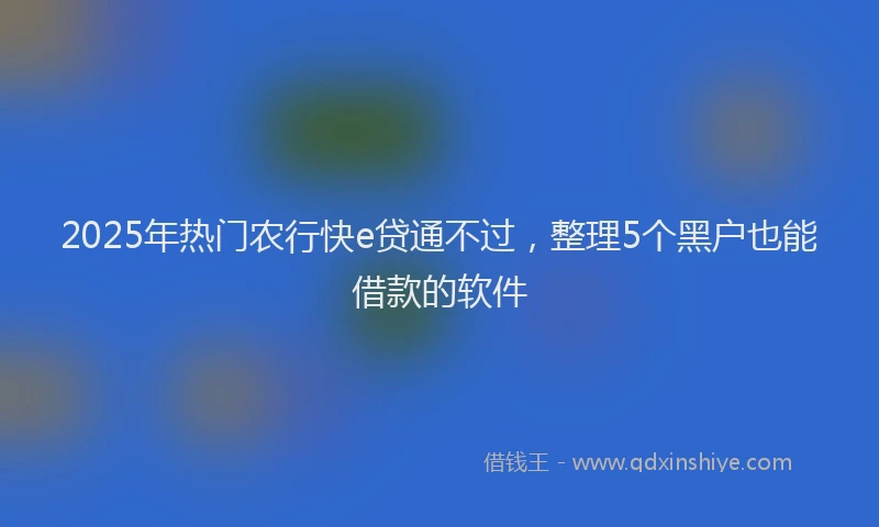2025年热门农行快e贷通不过，整理5个黑户也能借款的软件