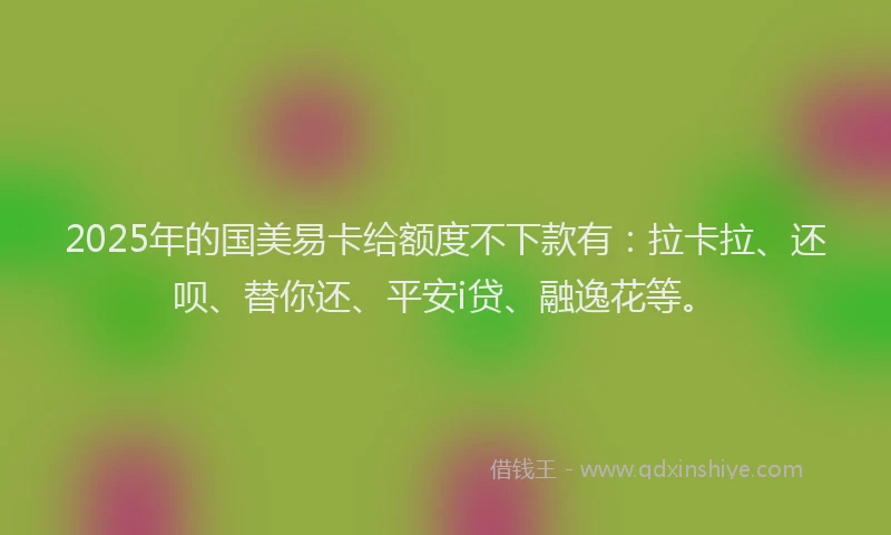 2025年的国美易卡给额度不下款有：拉卡拉、还呗、替你还、平安i贷、融逸花等。