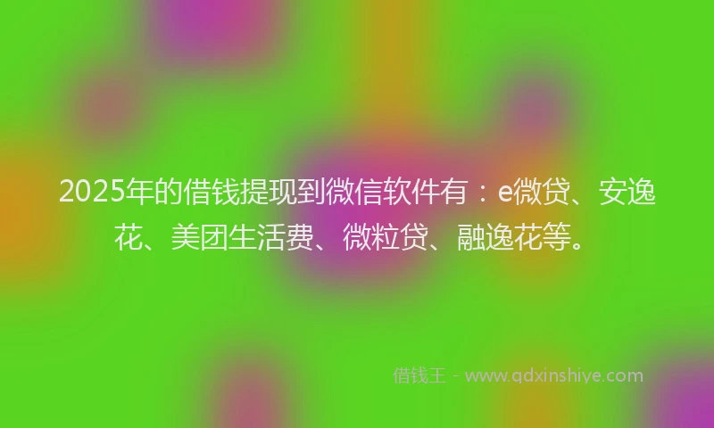 2025年的借钱提现到微信软件有：e微贷、安逸花、美团生活费、微粒贷、融逸花等。