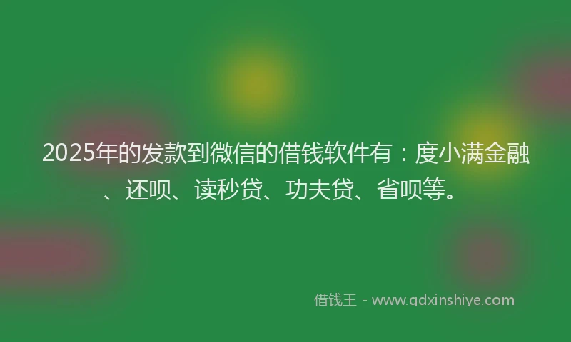 2025年的发款到微信的借钱软件有：度小满金融、还呗、读秒贷、功夫贷、省呗等。