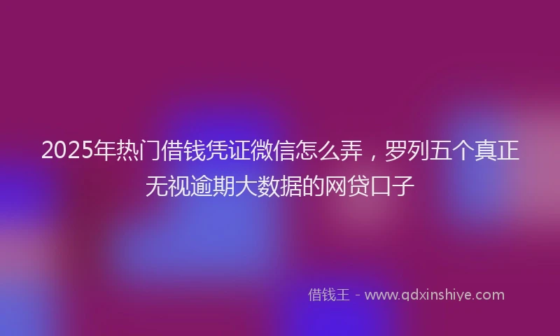 2025年热门借钱凭证微信怎么弄，罗列五个真正无视逾期大数据的网贷口子