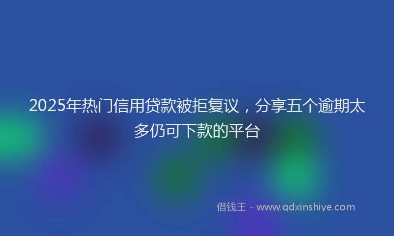2025年热门信用贷款被拒复议，分享五个逾期太多仍可下款的平台