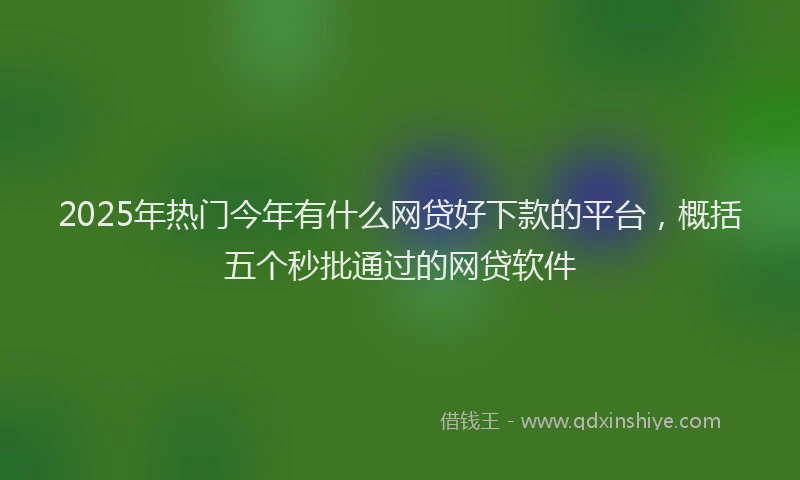 2025年热门今年有什么网贷好下款的平台，概括五个秒批通过的网贷软件