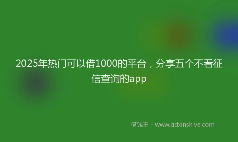 2025年热门可以借1000的平台，分享五个不看征信查询的app